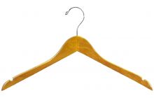 Petite Honey Alder Top Hanger W/ Notches & Rubber Strips (15" X 1/2")