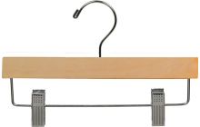 Kids Matte Natural Wood Bottom Hanger W/ Clips (11" X 3/8")