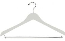 White Wood Suit Hanger W/ Locking Bar (17" X 1/2")