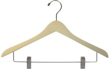 Petite Unfinished Wood Combo Hanger W/ Clips (15" X 1/2")