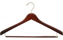 Walnut Wood Suit Hanger W/ Locking Bar (17" X 1")