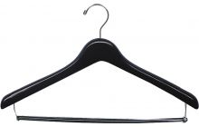 Matte Black Wood Suit Hanger W/ Locking Bar (17" X 1")