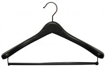 Matte Black Wood Suit Hanger W/ Locking Bar (17" X 2")