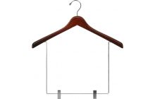 Walnut Wood Display Hanger W/ 10" Clips (17" X 1")