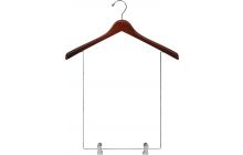 Walnut Wood Display Hanger W/ 15" Deluxe Clips (17" X 1")