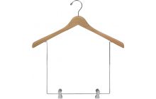 Natural Wood Display Hanger W/ 10" Deluxe Clips (17" X 1")