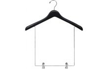Matte Black Wood Display Hanger W/ 12" Deluxe Clips (17" X 1")
