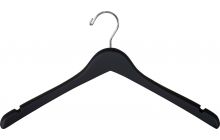 Rubber Coated Black Wood Top Hanger W/ Notches (17" X 1")