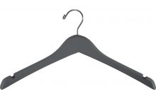 Rubber Coated Gray Wood Top Hanger W/ Notches (17" X 1")
