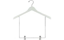 White Wood Display Hanger W/ 10" Deluxe Clips (17" X 1")