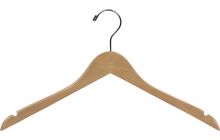 Natural Wood Slim Line Top Hanger W/ Notches (17" X 1/4")