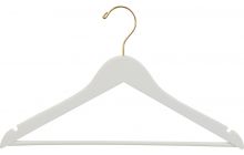 White Wood Suit Hanger W/ Suit Bar & Notches (17" X 7/16")