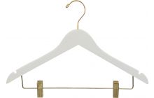 White Wood Combo Hanger W/ Clips & Notches (17" X 7/16")