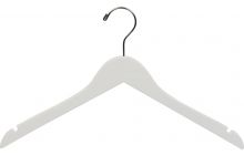 White Wood Slim Line Top Hanger W/ Notches (17" X 1/4")