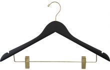 Matte Black Wood Combo Hanger W/ Clips & Notches (17" X 7/16")
