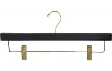 Matte Black Wood Bottom Hanger W/ Clips (14" X 5/8")