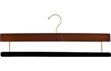 Walnut Wood Bottom Hanger W/ Flocked Bar (16" X 3/8")