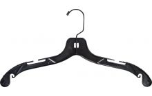Black Plastic Top Hanger W/ Notches & Rubber Strips (17" X 7/16")