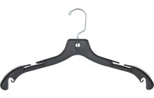 Matte Gray Plastic Top Hanger W/ Notches & Rubber Strips (17" X 3/8")