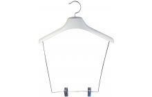 Petite White Plastic Display Hanger W/ 12" Clips (15" X 1 1/2")
