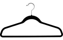 Black Slim-Line Flock Suit Hanger W/Flocked Bar (17 5/8" X 1/4")