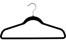Black Slim-Line Flock Suit Hanger W/Flocked Bar (17 5/8" X 1/4")