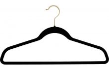Black Flocked Plastic Suit Hanger W/ Flocked Bar (17" X 1/4")