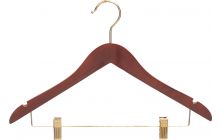 Walnut Wood Combo Hanger W/ Clips & Notches (17" X 5/8")