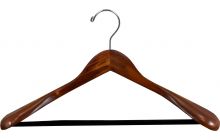 Walnut Wide Shoulder Suit Hanger W/ Flocked Bar (17.5" x 2")