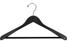 Matte Black Wide Shoulder Suit Hanger W/ Flocked Bar (17.5" x 2")