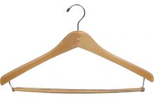 Matte Natural Alder Suit Hanger W/ Locking Bar (17" X 1/2")