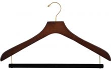 Oversized Walnut Wood Suit Hanger W/ Flocked Bar (18" X 2")