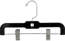 Kids Black Plastic Bottom Hanger W/ Clips (12" X 7/16")