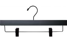 Matte Black Wood Bottom Hanger W/ Clips (14" X 3/8")