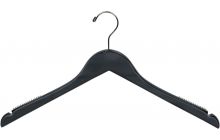 Petite Matte Black Wood Top Hanger W/ Notches & Rubber Strips (15" X 1/2")