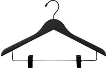 Matte Black Wood Top Hanger W/ Clips (17" X 1/2")