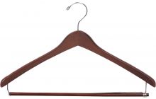 Walnut Wood Suit Hanger W/ Locking Bar (17" X 1/2")