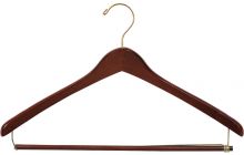 Oversized Walnut Wood Suit Hanger W/ Locking Bar (18" X 1/2")