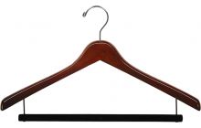 Walnut Wood Suit Hanger W/ Flocked Bar (17" X 1")