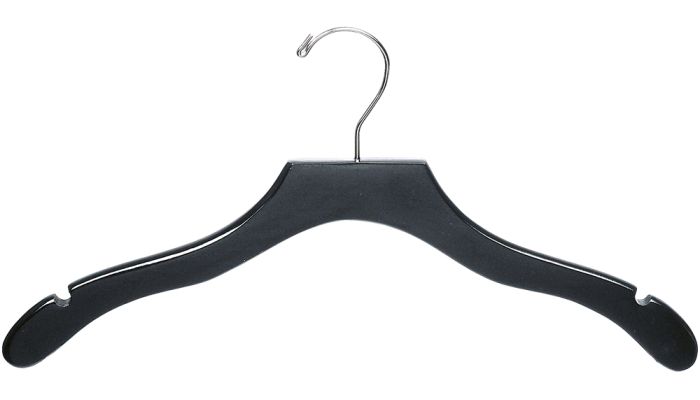 Set of 100 Black Wood Top Hanger With Notches (17