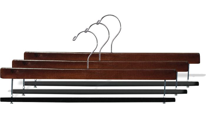 Set of 100 Walnut Wood Bottom Hanger With Flocked Bar (16