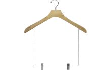 Oversized Natural Wood Display Hanger W/ 10" Clips (18" X 2")