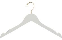 White Wood Top Hanger W/ Countersunk Hook & Rubber Strips (17" X 7/16")