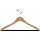 Oversized Natural Wood Suit Hanger W/ Flocked Bar & Notches (20" X 7/16")