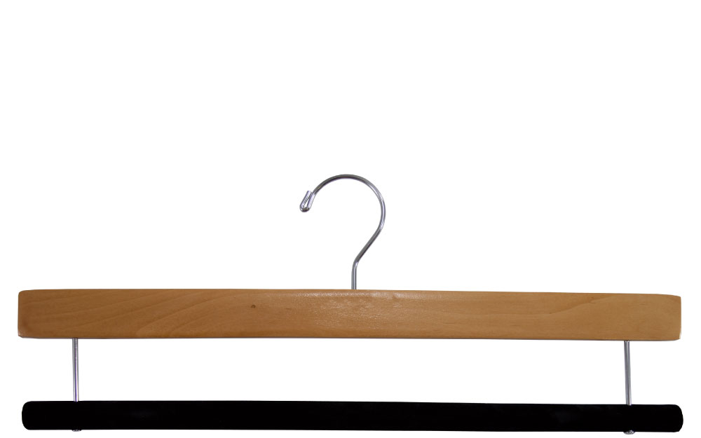 Natural Wood Pant hanger with Flocked bar