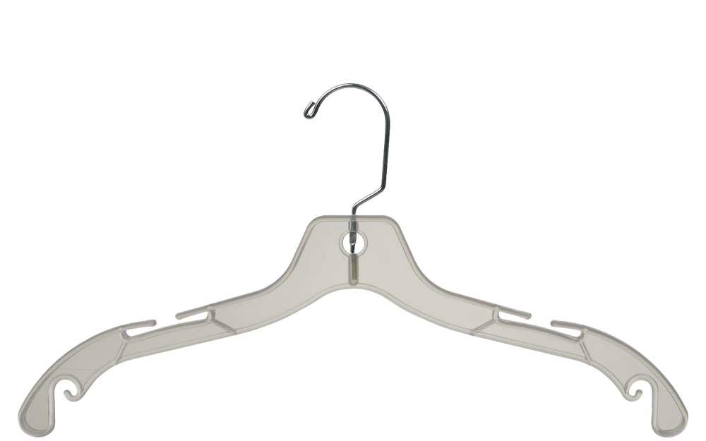 Clear plastic top hanger with notches
