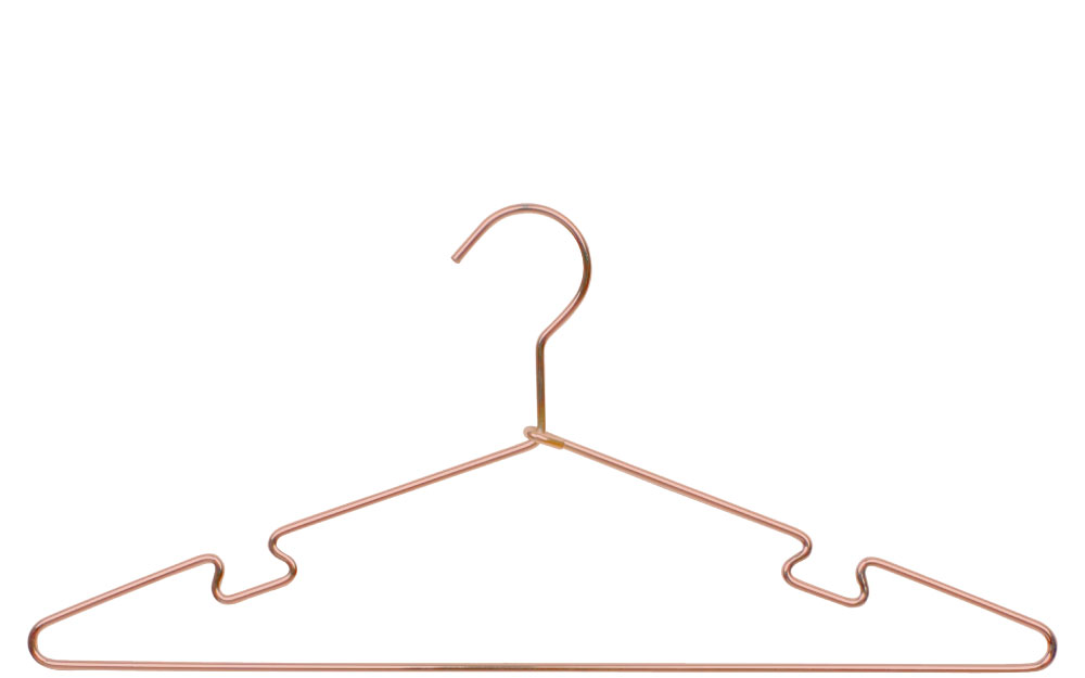 Rose gold metal hanger with notches