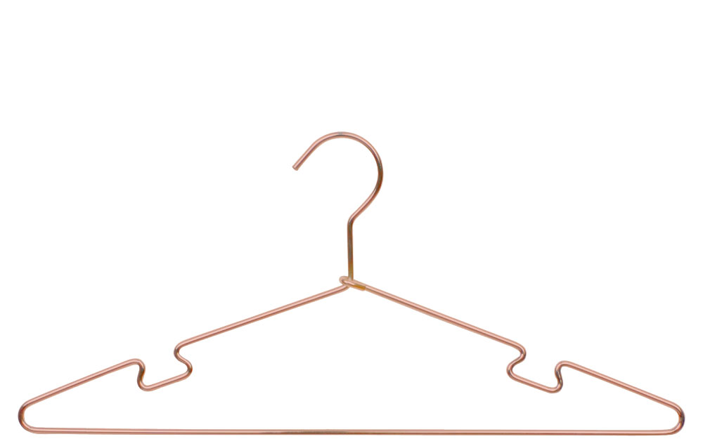 Rose gold metal hanger with notches
